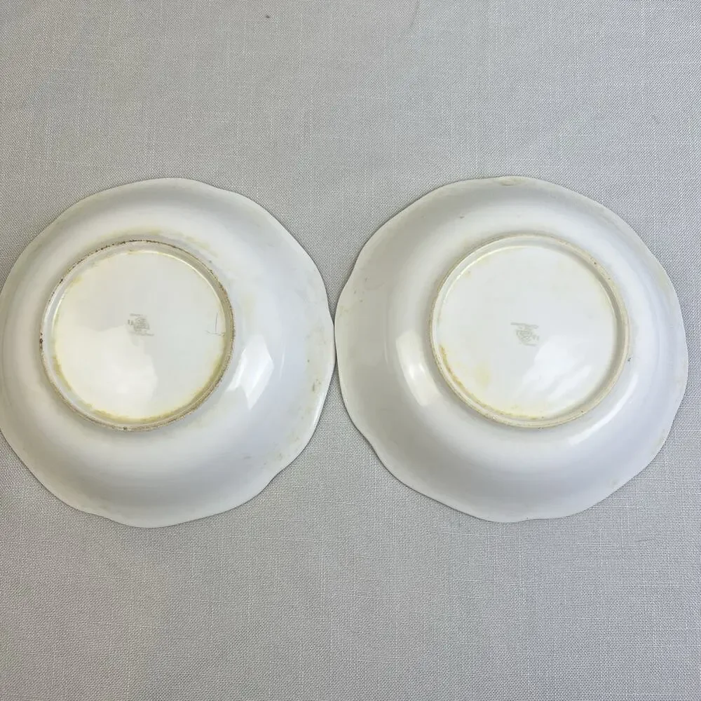 Bohemian Czechoslovakia Vegetable Serving Bowls 2 Roses Pink Gold Vintage